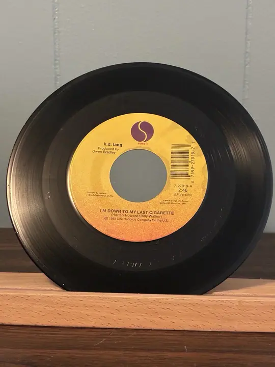K.D Lang, Down – I 'm Down To My Last Cigarette record sleeve